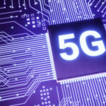 5G support microchip on smartphone circuit board, smart iot communication microprocessor, 3d rendering futuristic fast real time mobile network internet technology concept background